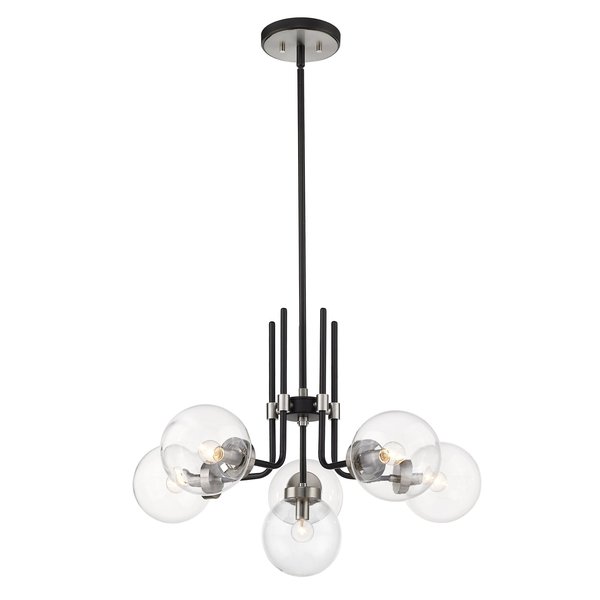 Z-Lite Parsons 6 Light Chandelier, Matte Black & Clear 477-6MB-BN